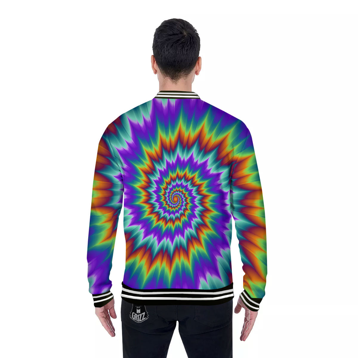 Illusion Optical Psychedelic Spiral Baseball Jacket-grizzshop
