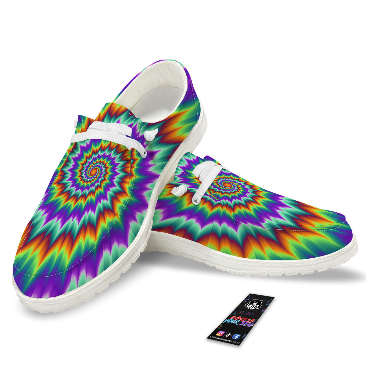 Illusion Optical Psychedelic Spiral Black Loafers-grizzshop