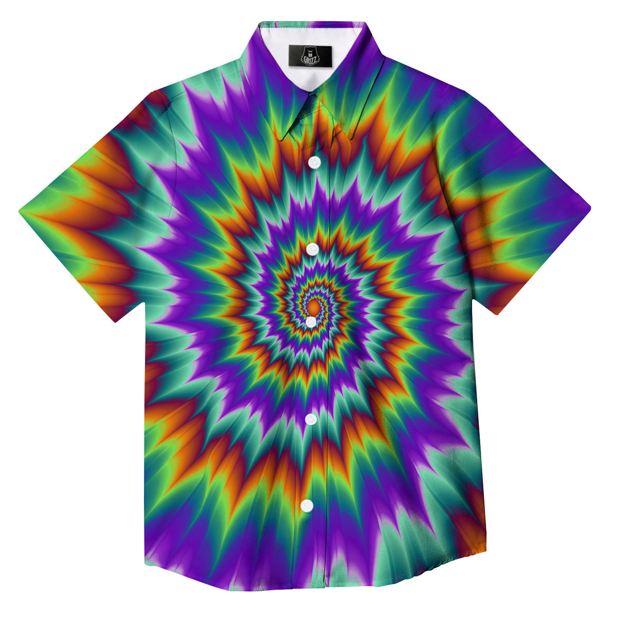 Illusion Optical Psychedelic Spiral Button Up Shirt-grizzshop
