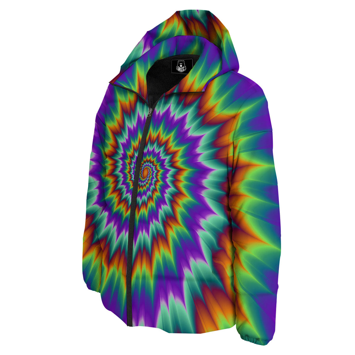 Illusion Optical Psychedelic Spiral Down Jacket-grizzshop