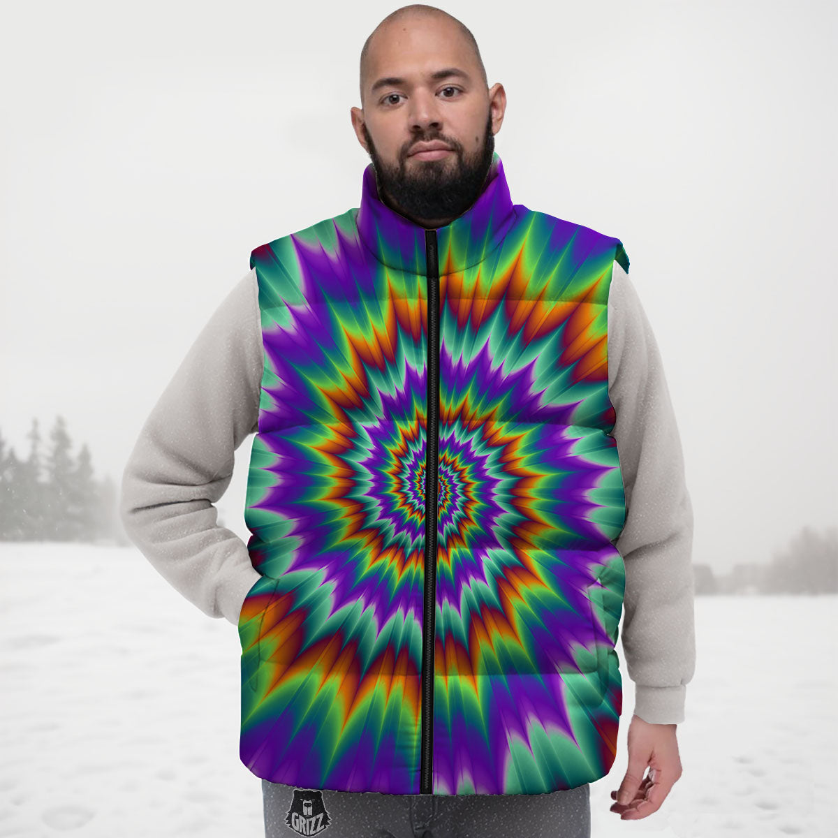 Illusion Optical Psychedelic Spiral Down Vest
