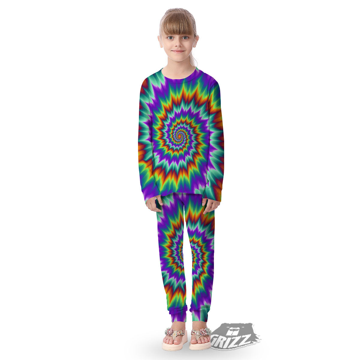 Illusion Optical Psychedelic Spiral Kid's Pajamas-grizzshop