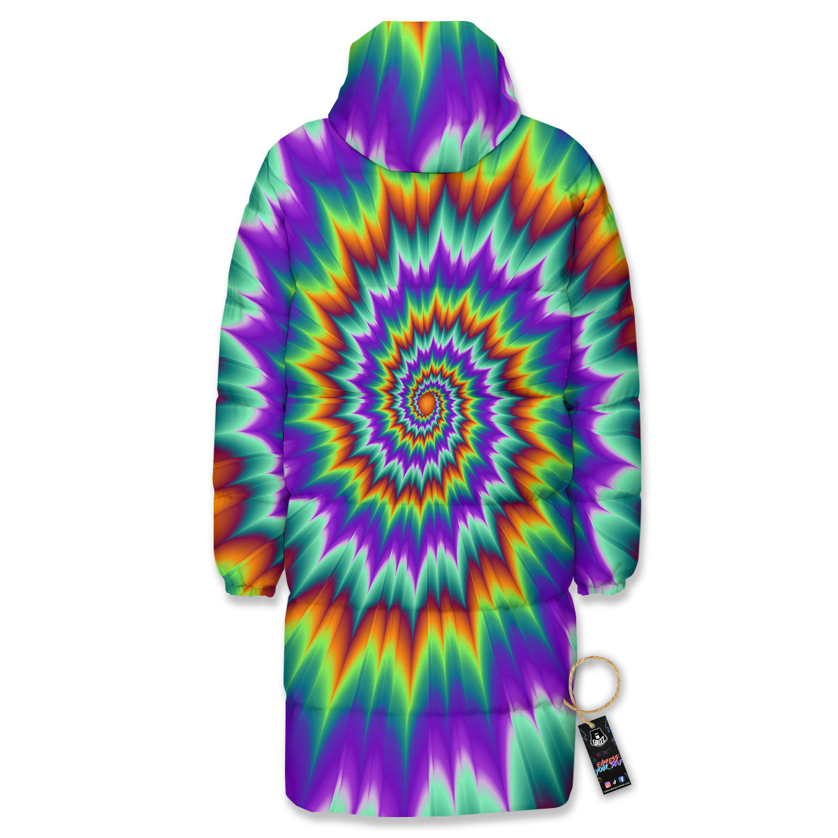 Illusion Optical Psychedelic Spiral Long Down Jacket-grizzshop
