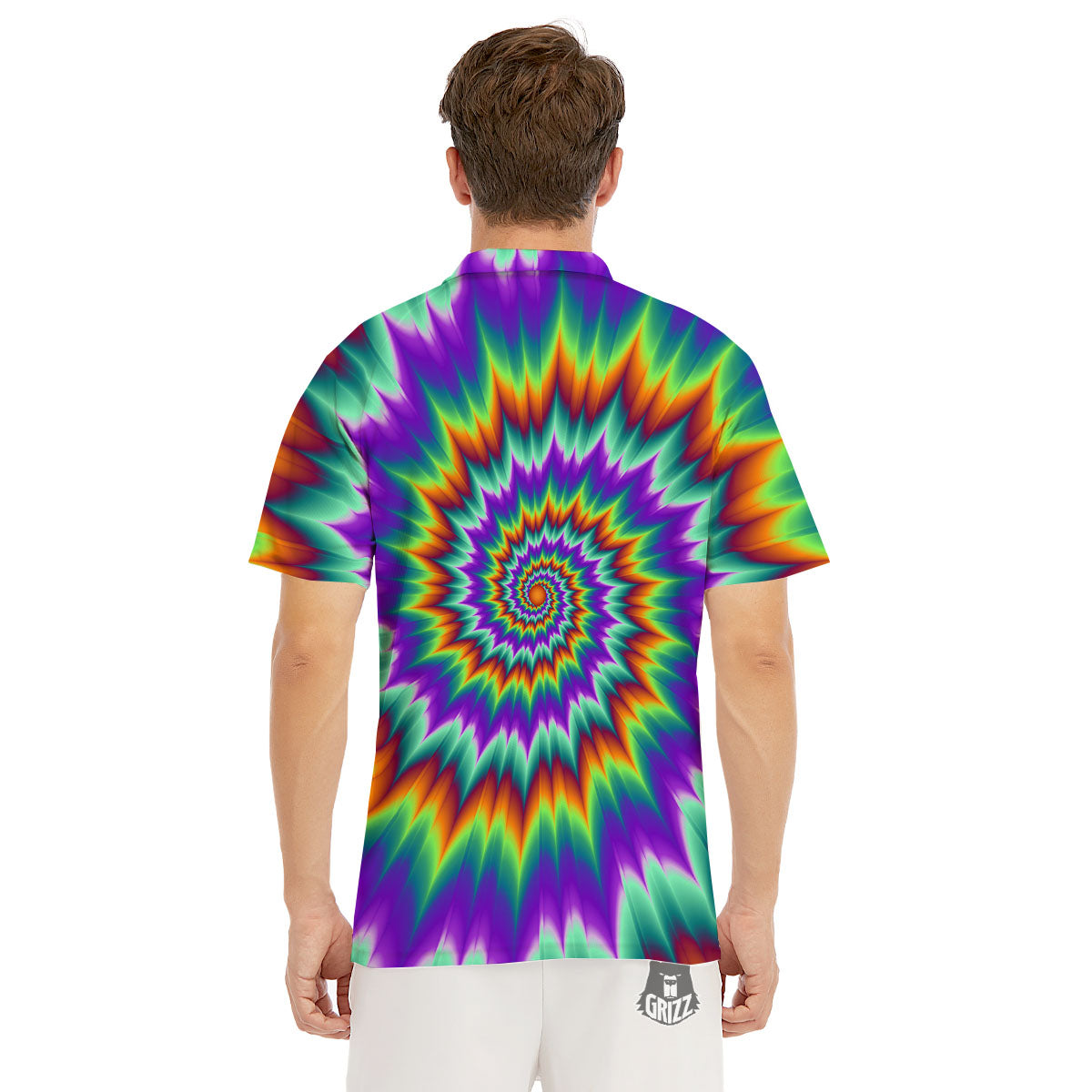 Illusion Optical Psychedelic Spiral Men's Golf Shirts-grizzshop