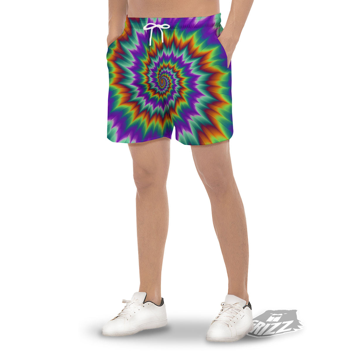 Illusion Optical Psychedelic Spiral Men's Gym Shorts-grizzshop