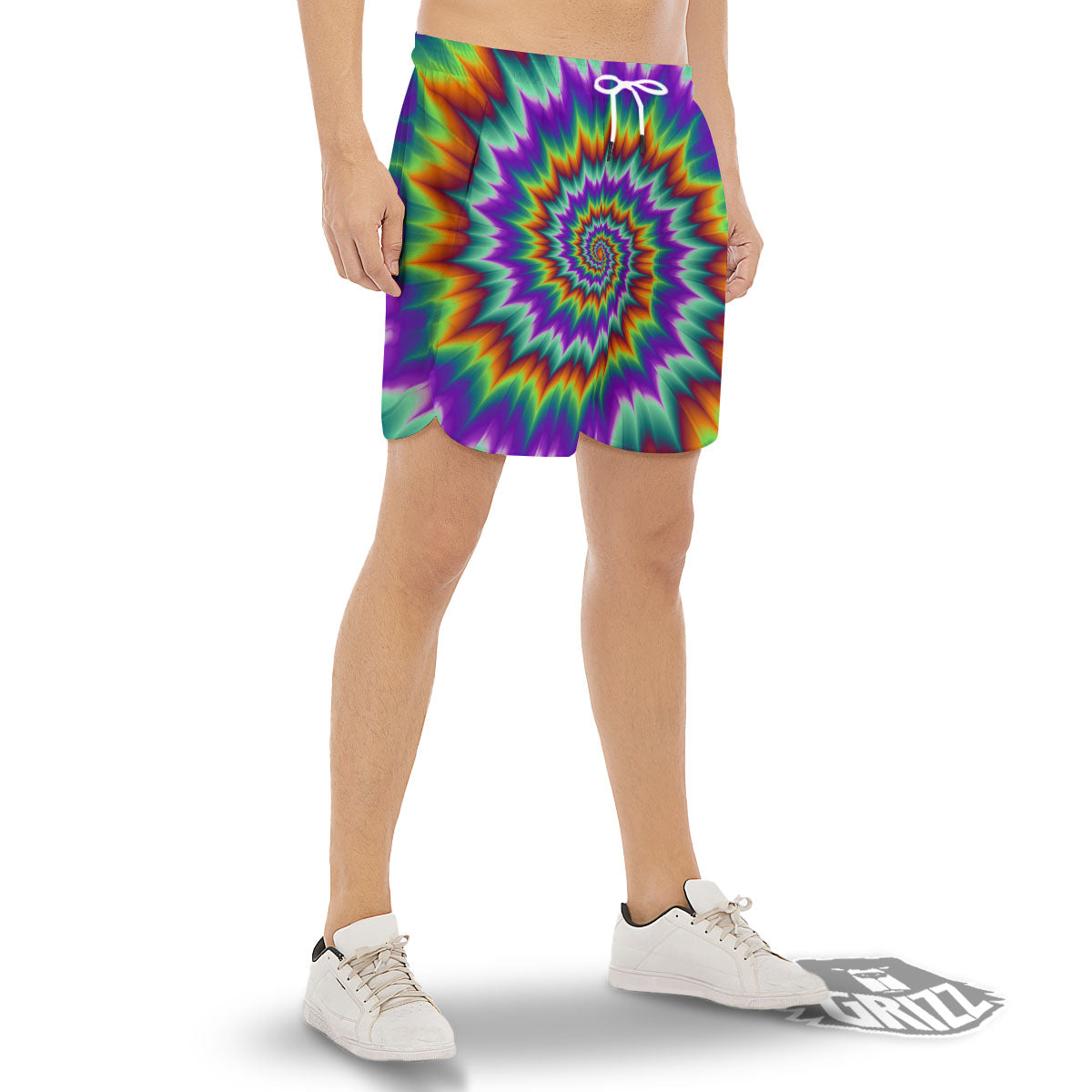 Illusion Optical Psychedelic Spiral Men's Gym Shorts-grizzshop
