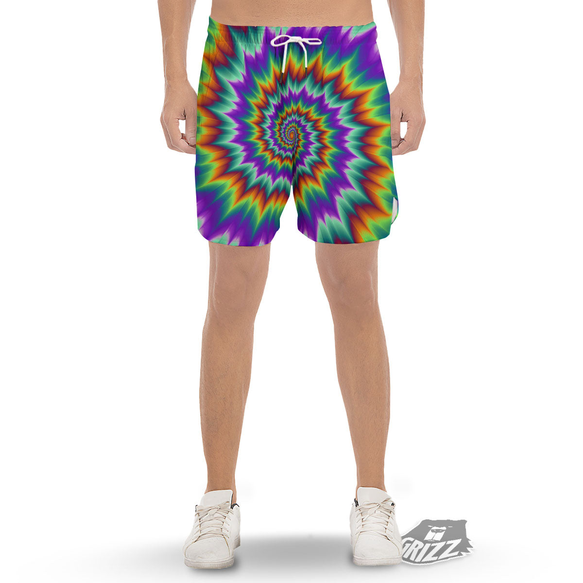 Illusion Optical Psychedelic Spiral Men's Gym Shorts-grizzshop