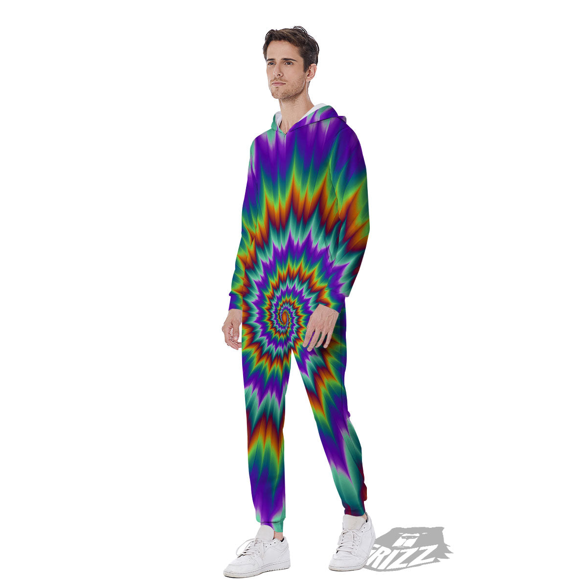 Illusion Optical Psychedelic Spiral Men's Jumpsuit-grizzshop