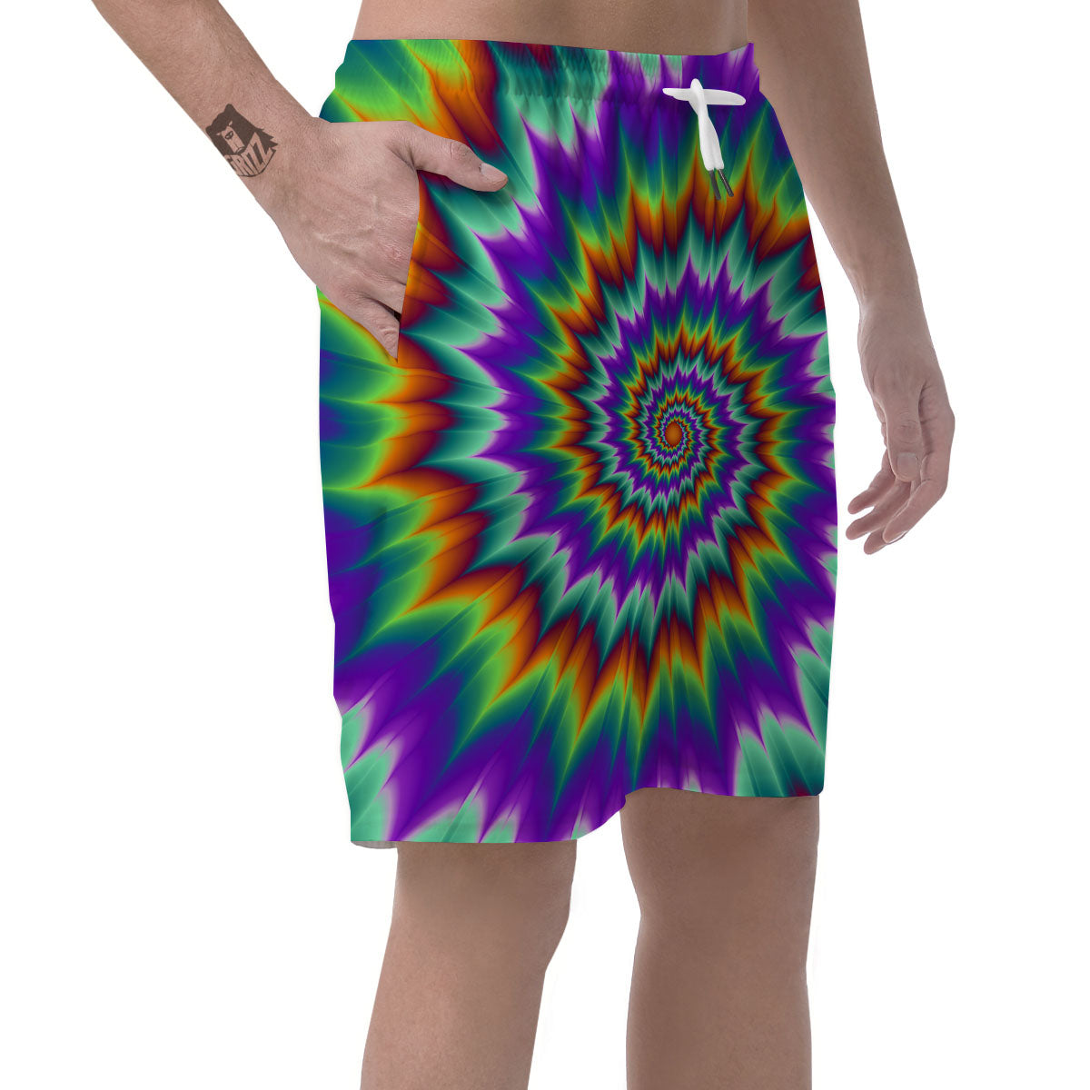 Illusion Optical Psychedelic Spiral Men's Shorts-grizzshop