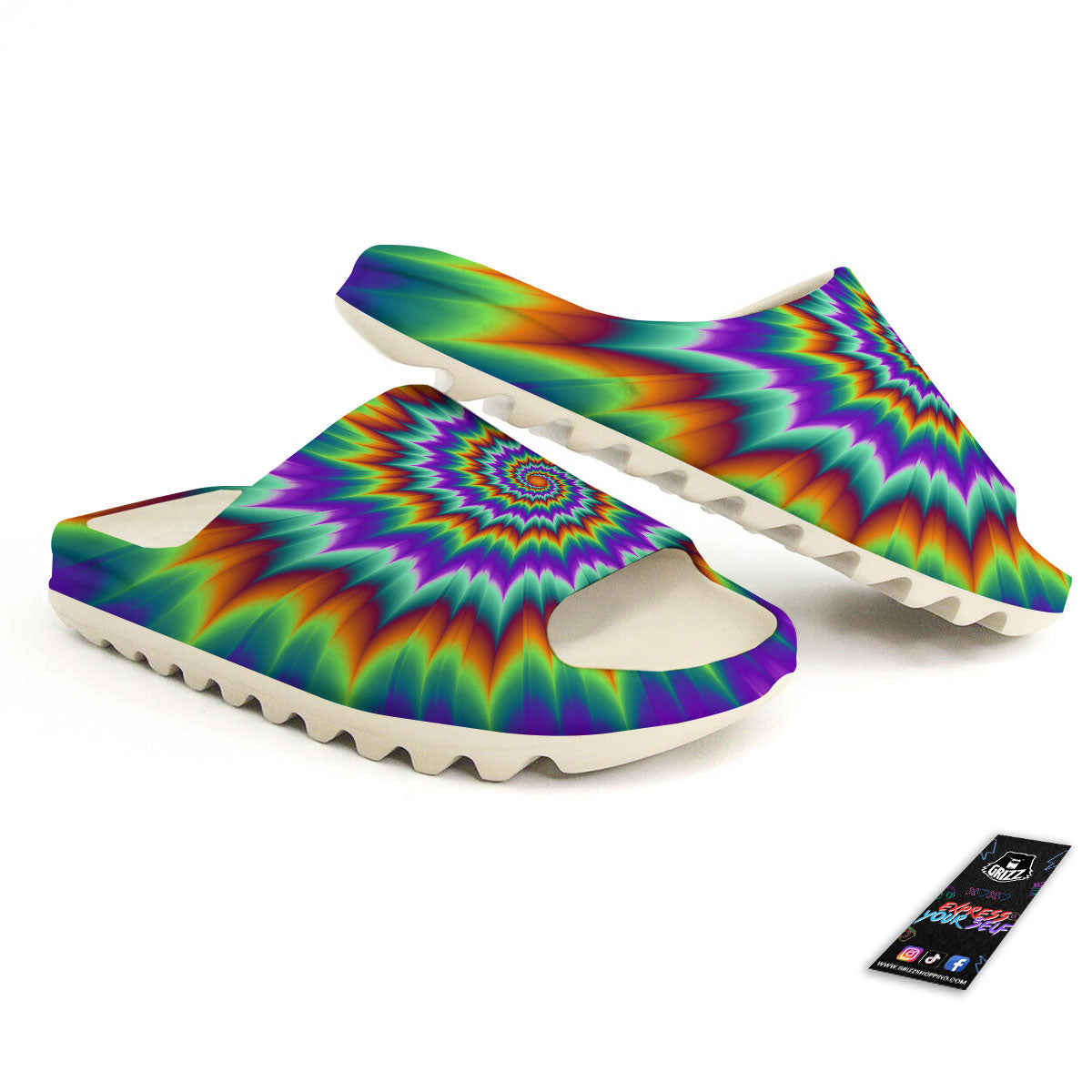 Illusion Optical Psychedelic Spiral Sandals-grizzshop