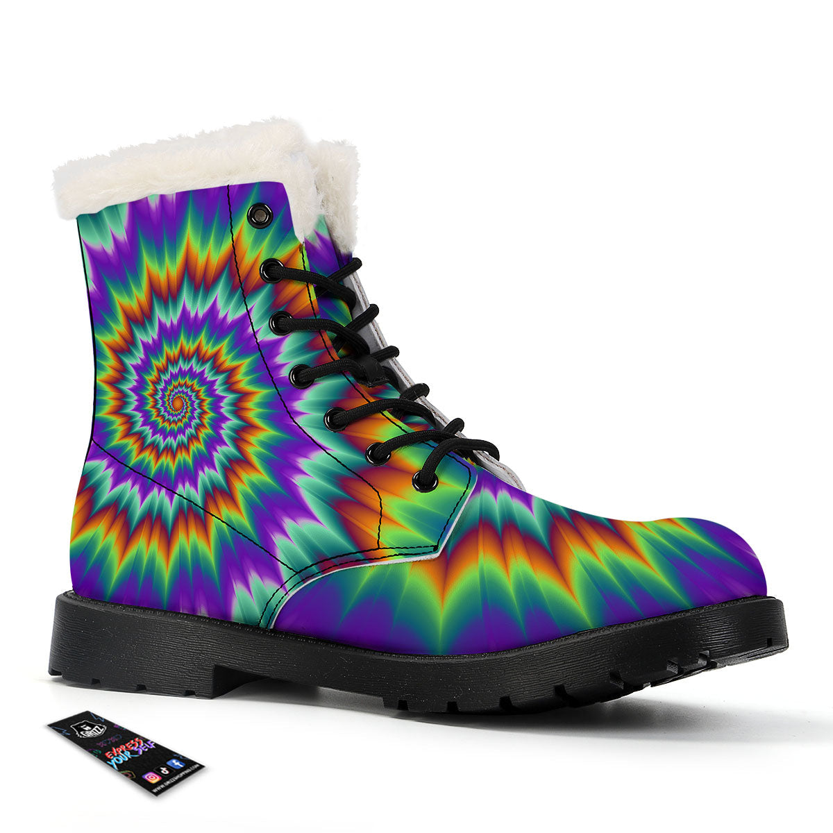 Illusion Optical Psychedelic Spiral Winter Boots-grizzshop