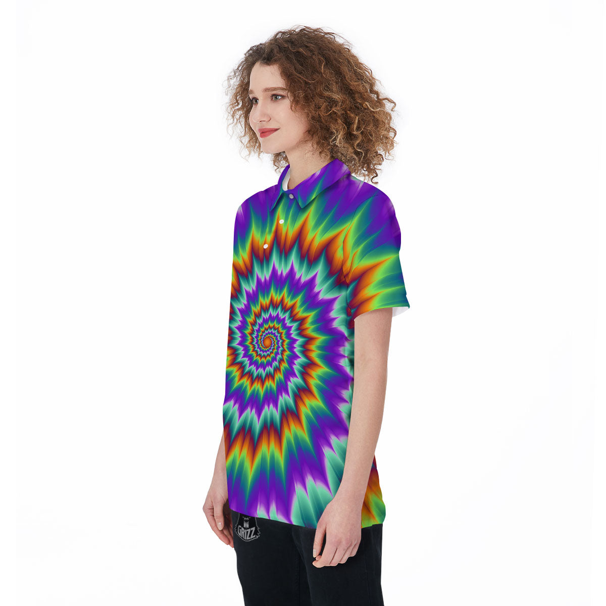 Illusion Optical Psychedelic Spiral Women's Golf Shirts-grizzshop