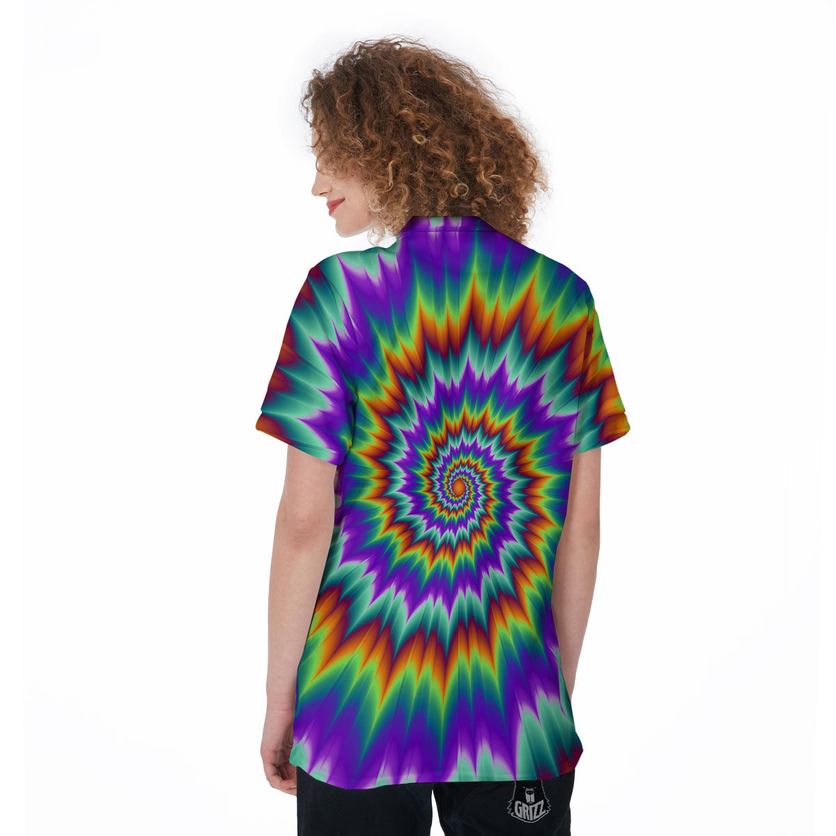 Illusion Optical Psychedelic Spiral Women's Golf Shirts-grizzshop