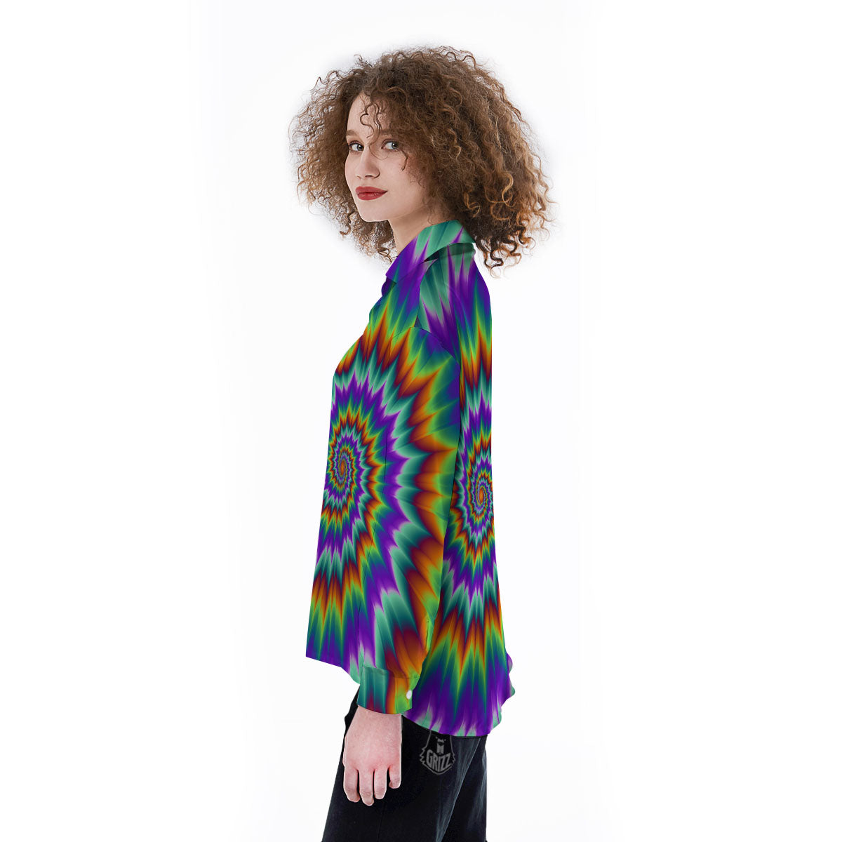 Illusion Optical Psychedelic Spiral Women's Long Sleeve Shirts-grizzshop