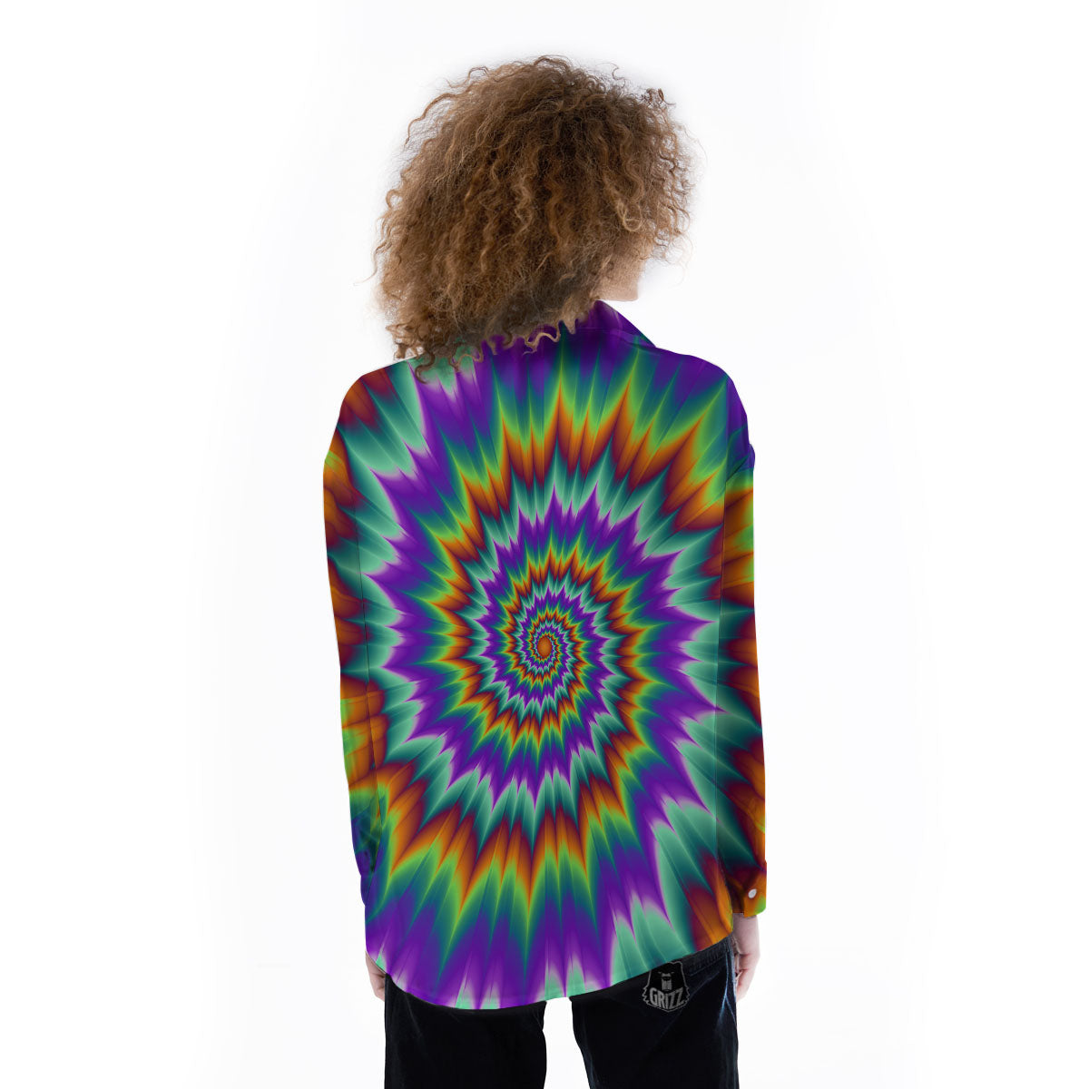 Illusion Optical Psychedelic Spiral Women's Long Sleeve Shirts-grizzshop