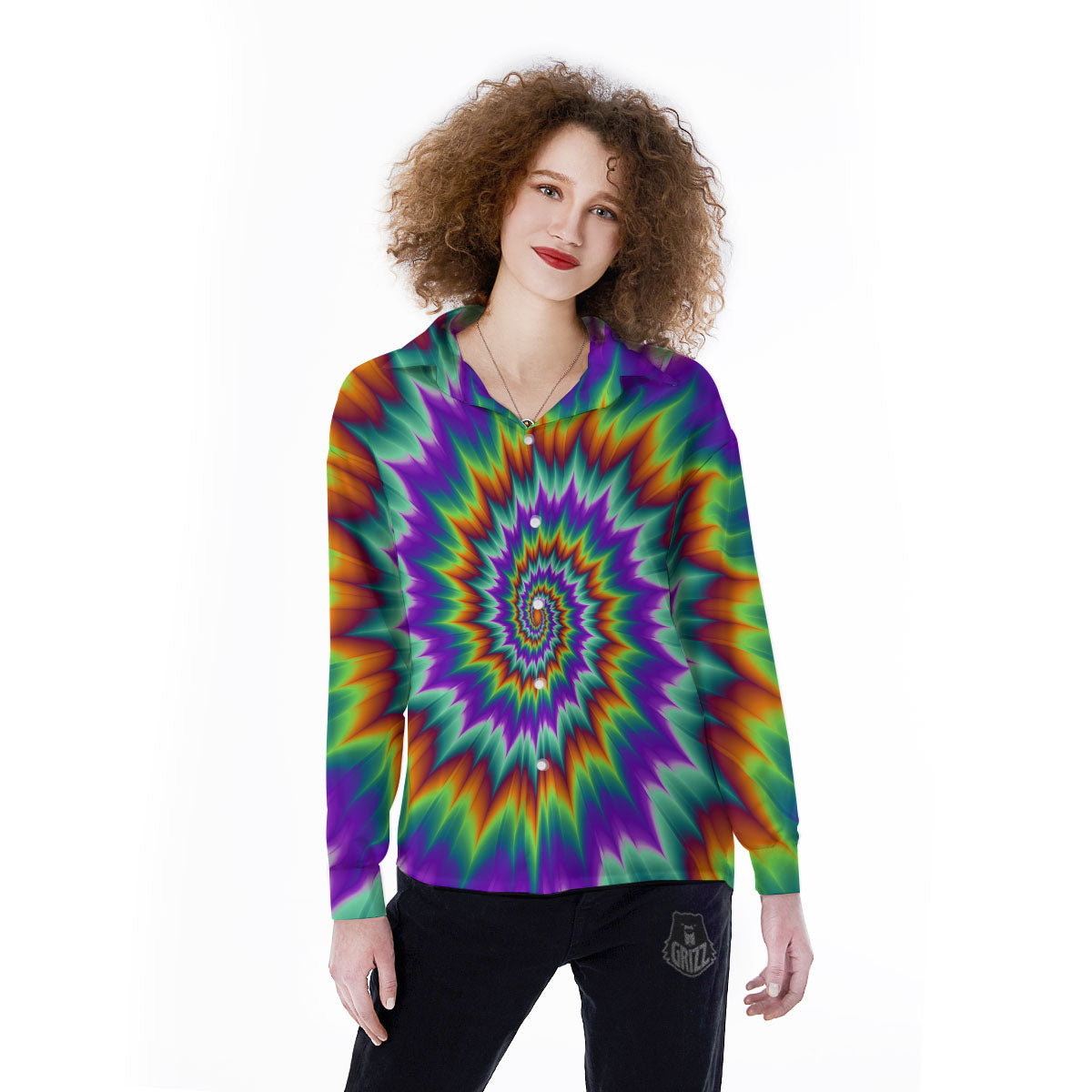 Illusion Optical Psychedelic Spiral Women's Long Sleeve Shirts-grizzshop