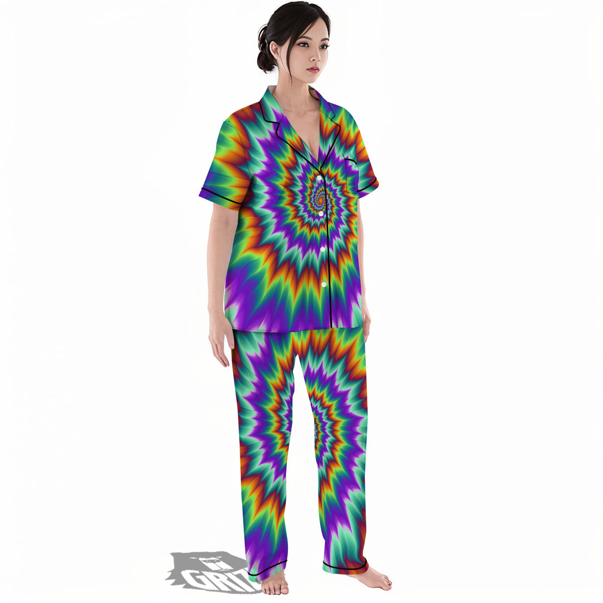 Illusion Optical Psychedelic Spiral Women's Pajamas Set-grizzshop