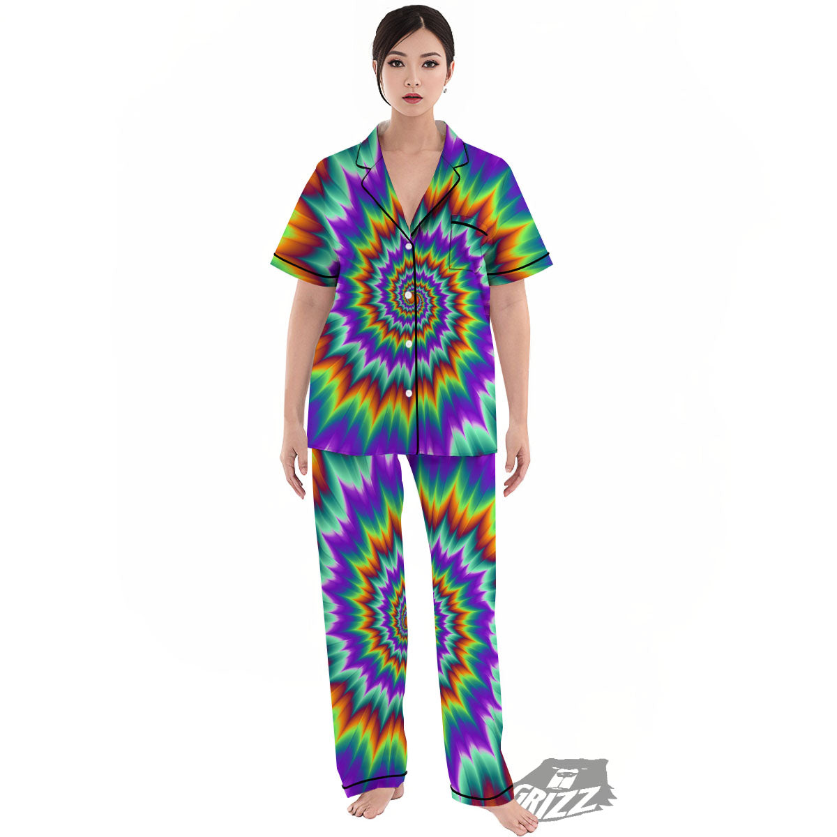 Illusion Optical Psychedelic Spiral Women's Pajamas Set-grizzshop