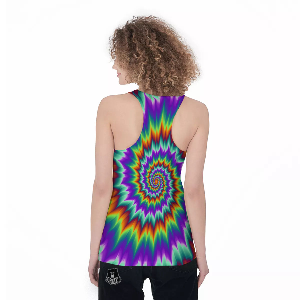 Illusion Optical Psychedelic Spiral Women's Racerback Tank Top-grizzshop