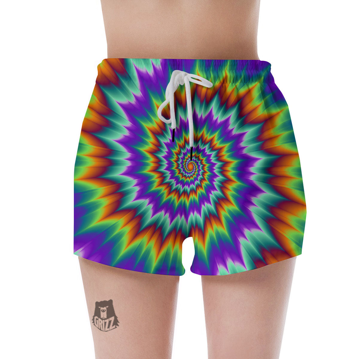 Illusion Optical Psychedelic Spiral Women's Shorts-grizzshop