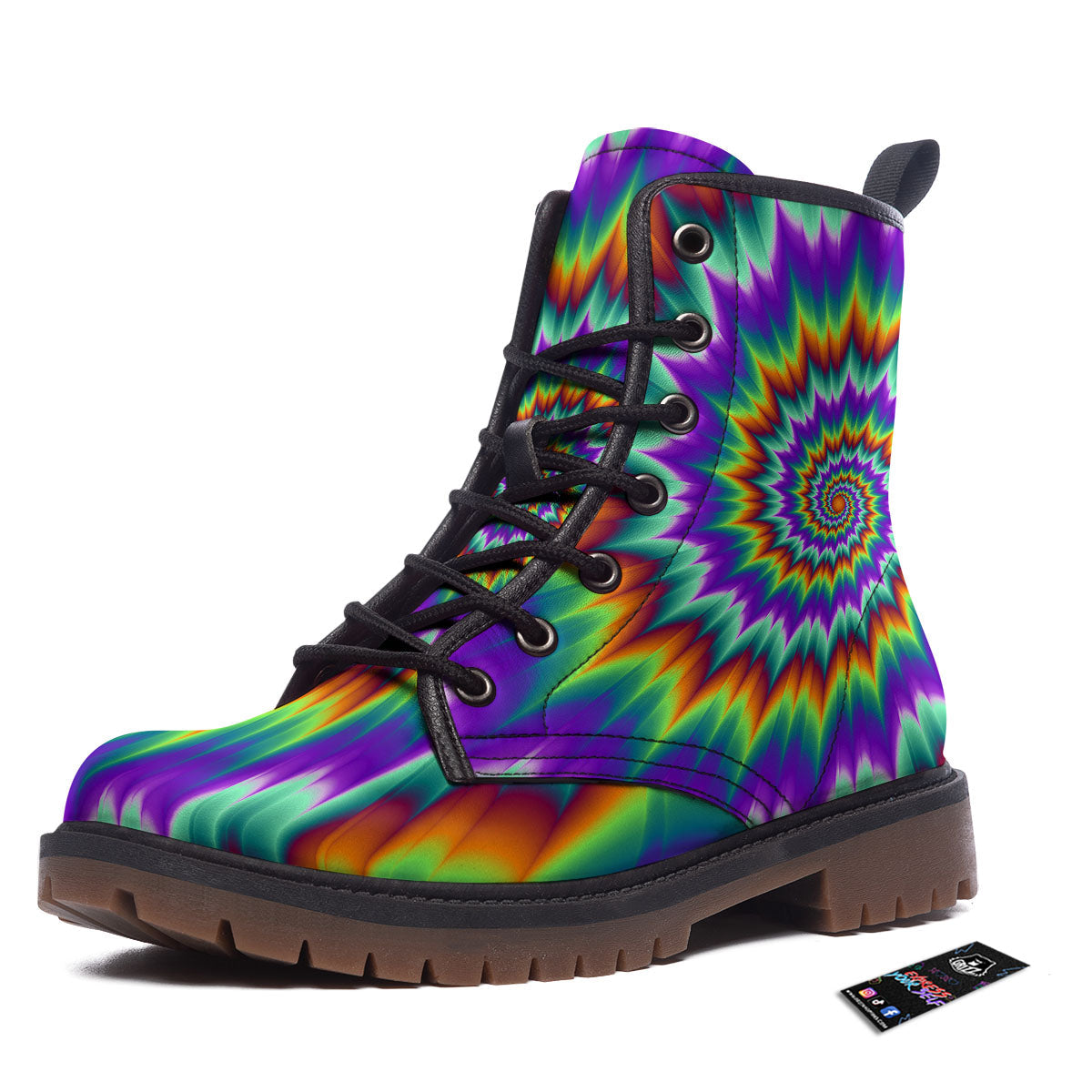 Illusion Optical Psychedelic Spiral Work Boots-grizzshop