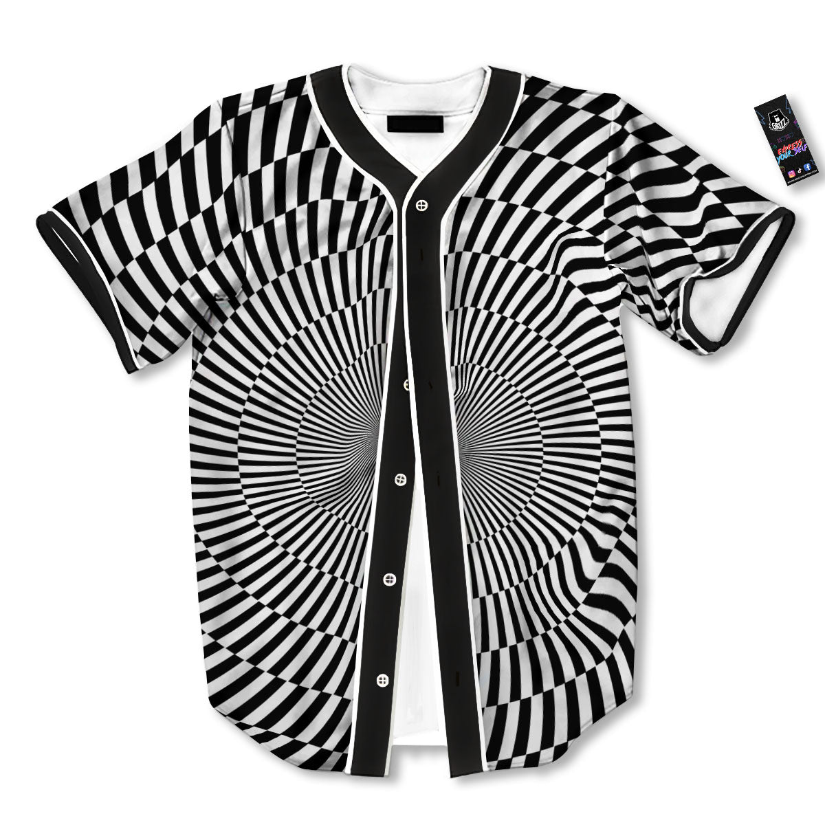 Illusion Optical Psychedelic Web Baseball Jersey-grizzshop