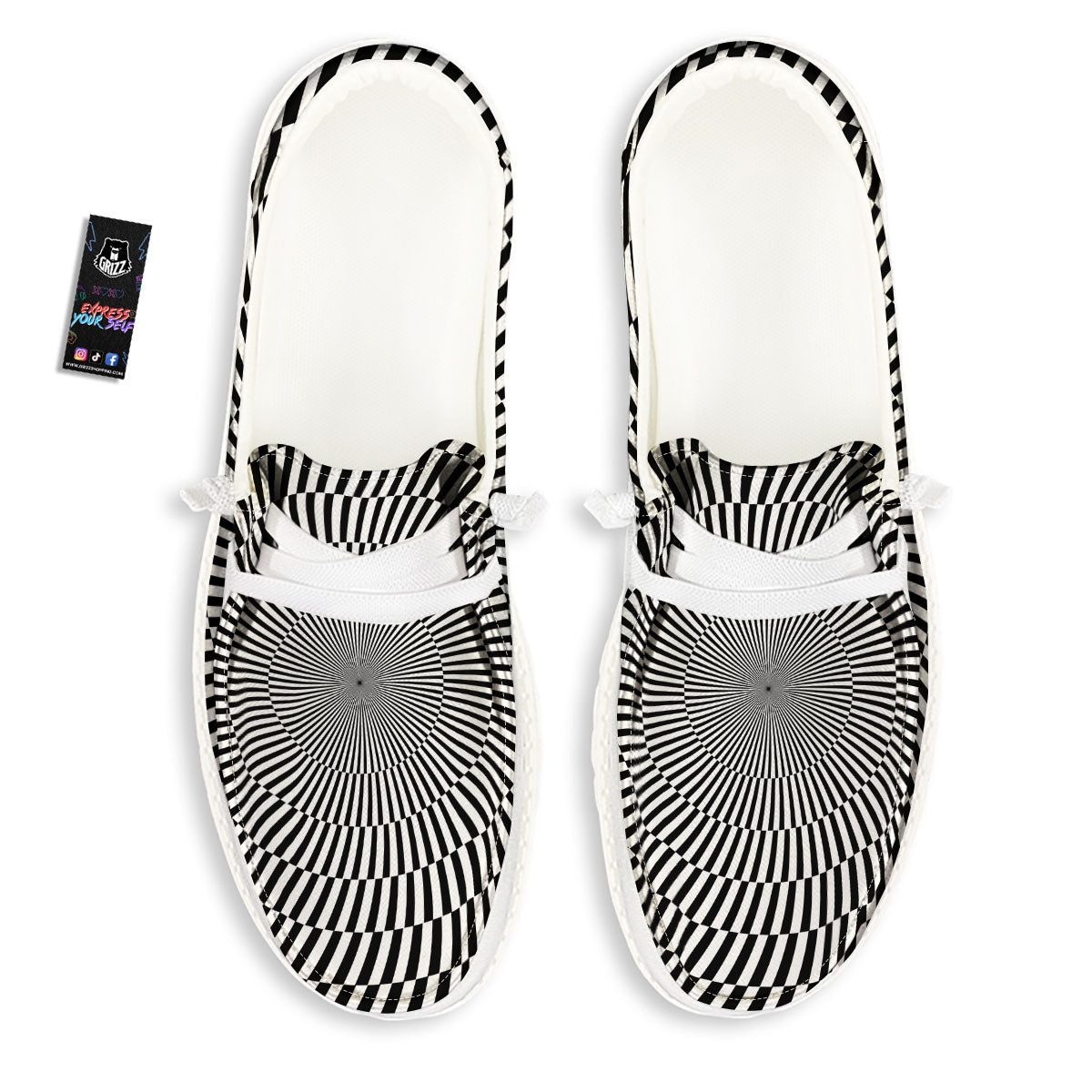 Illusion Optical Psychedelic Web Black Loafers-grizzshop