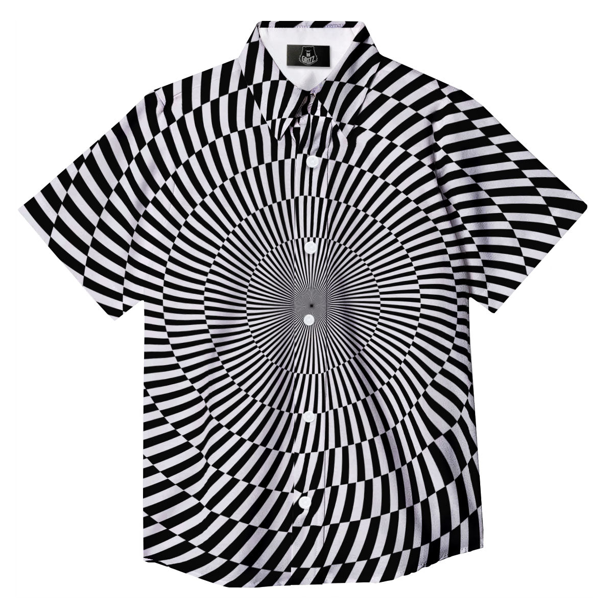 Illusion Optical Psychedelic Web Button Up Shirt-grizzshop