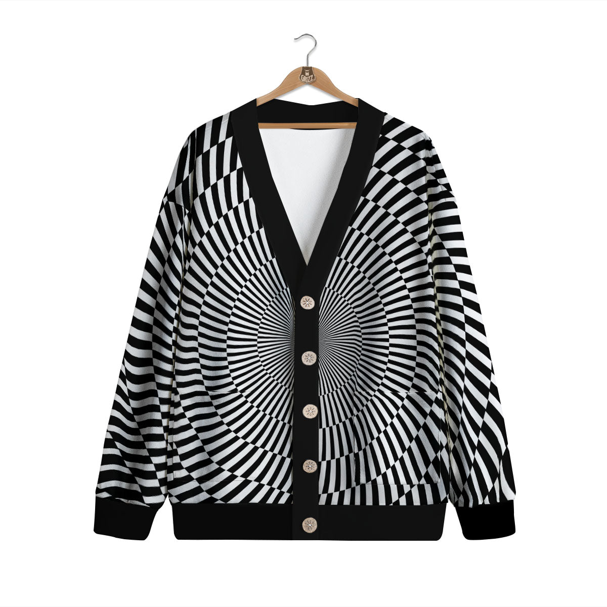 Illusion Optical Psychedelic Web Cardigan-grizzshop
