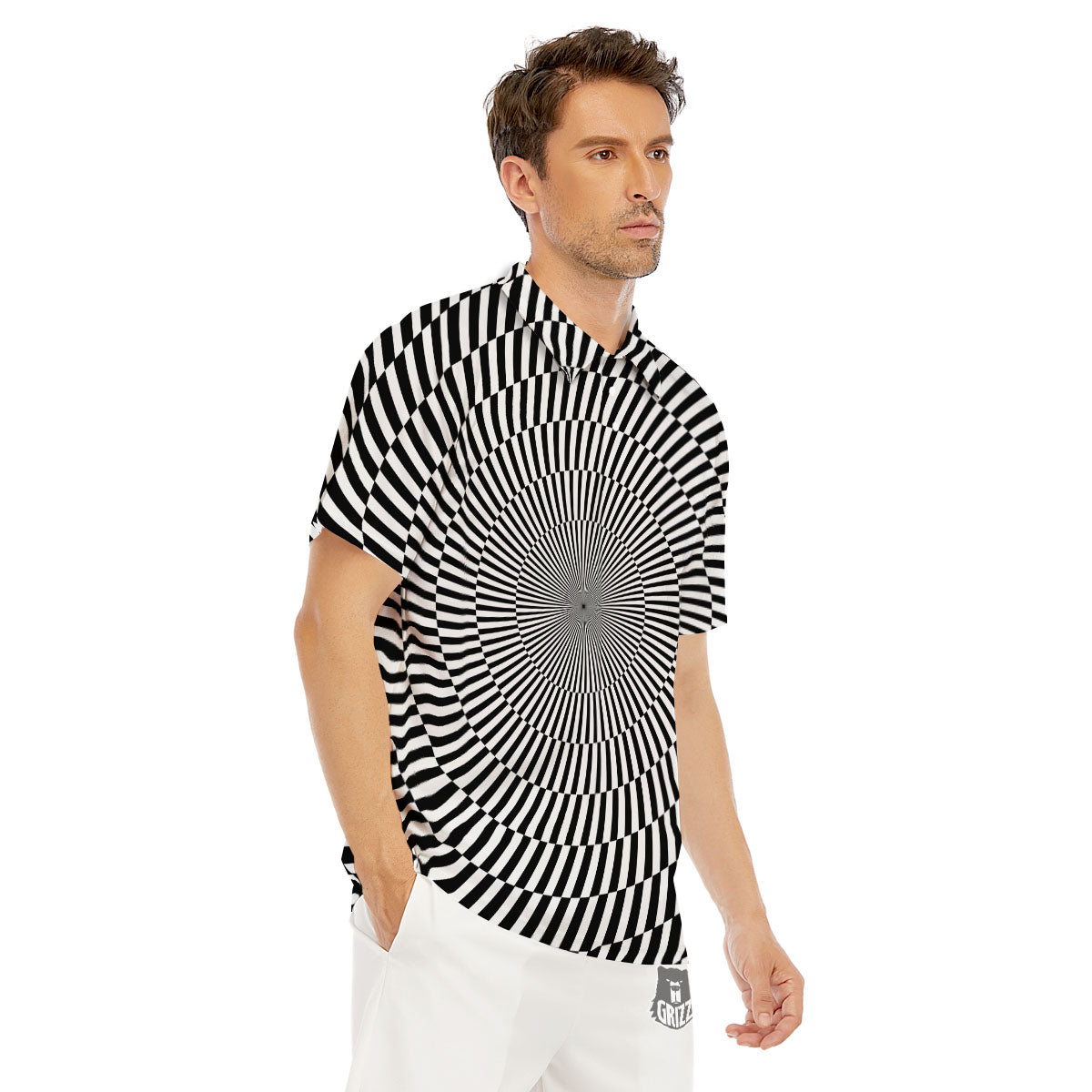 Illusion Optical Psychedelic Web Men's Golf Shirts-grizzshop