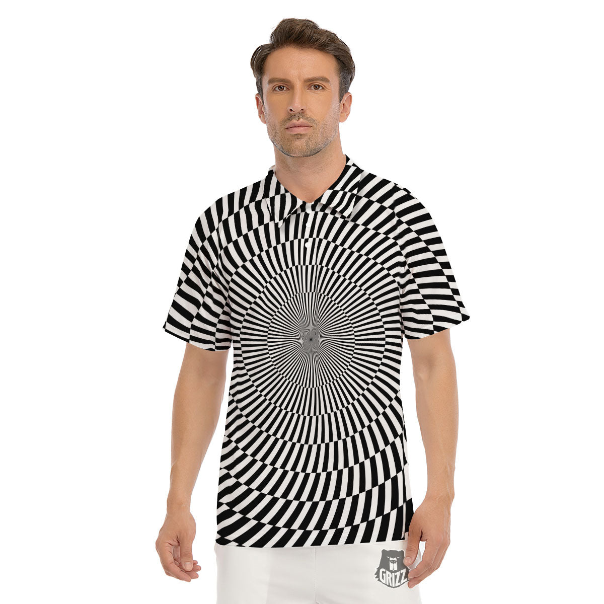 Illusion Optical Psychedelic Web Men's Golf Shirts-grizzshop