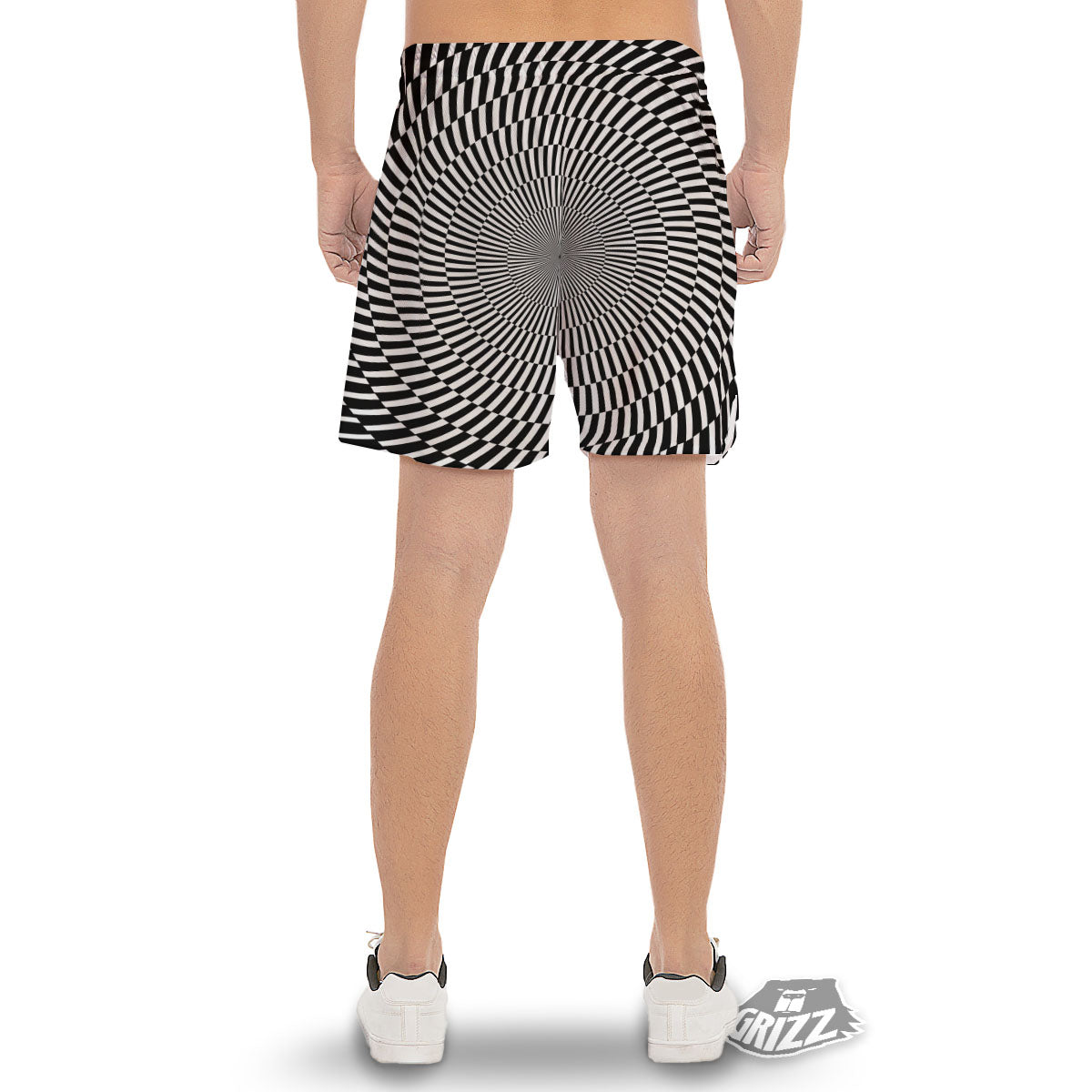 Illusion Optical Psychedelic Web Men's Gym Shorts-grizzshop