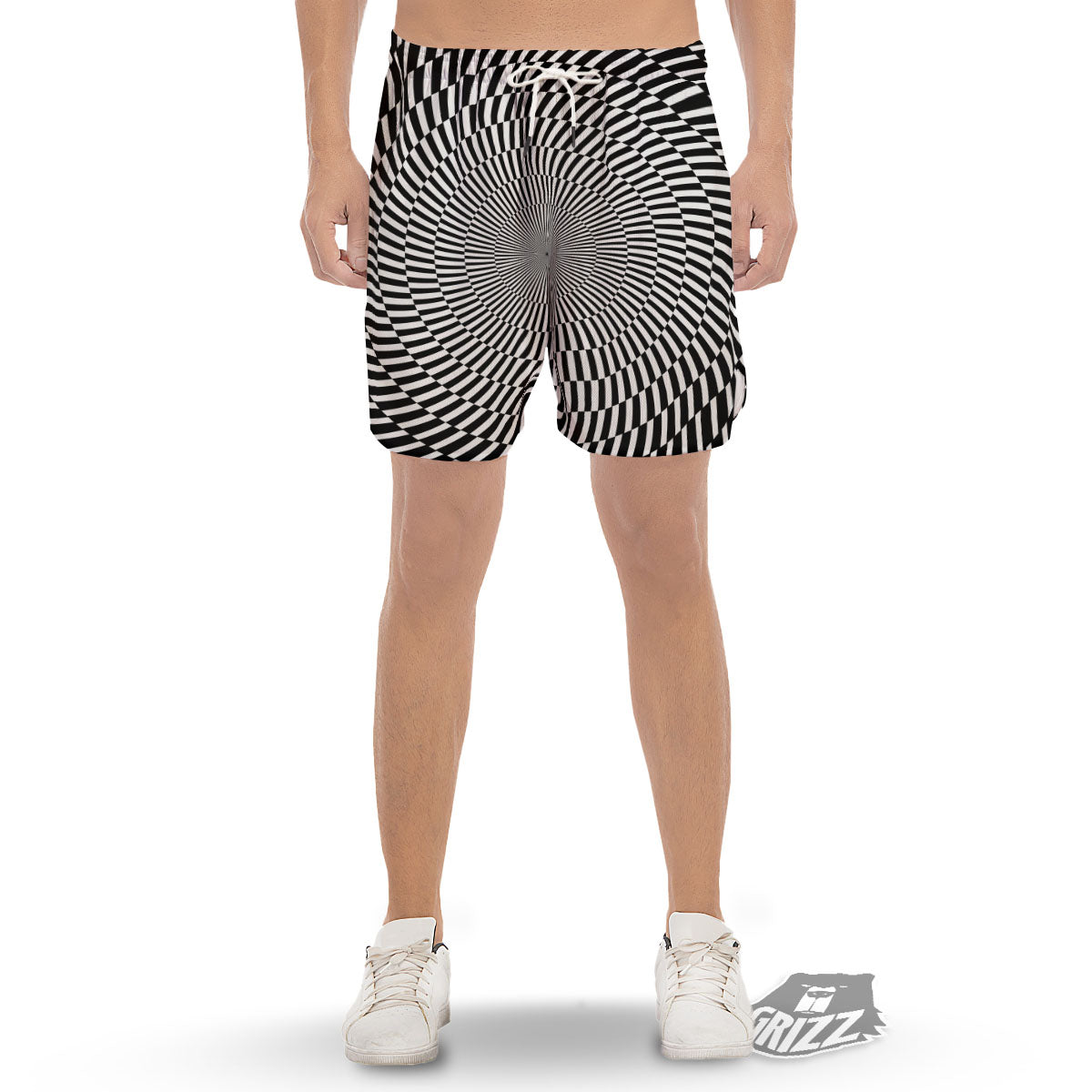 Illusion Optical Psychedelic Web Men's Gym Shorts-grizzshop