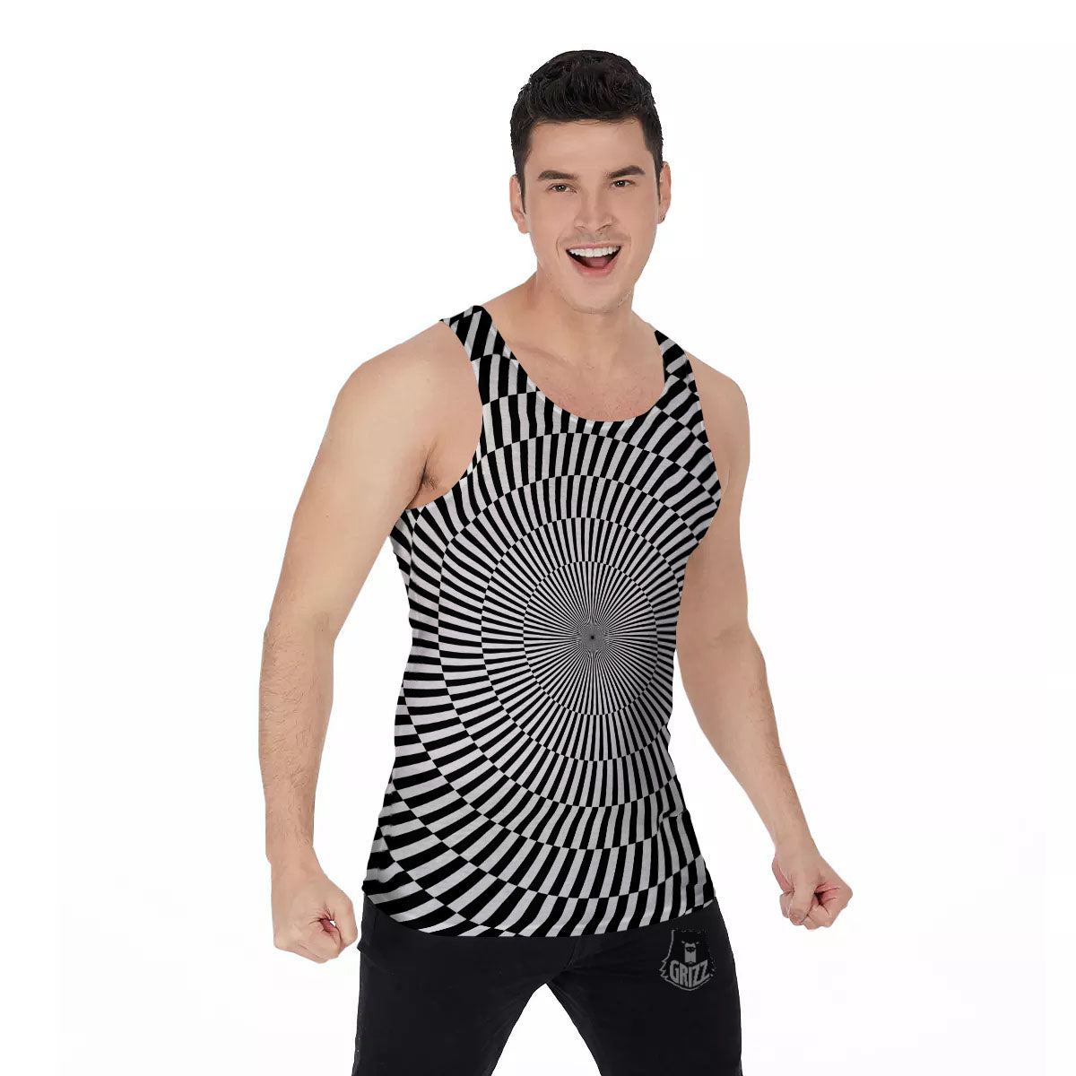 Illusion Optical Psychedelic Web Men's Tank Top-grizzshop