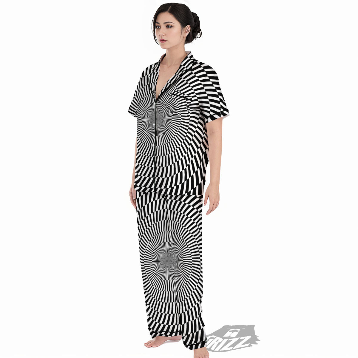 Illusion Optical Psychedelic Web Women's Pajamas Set-grizzshop