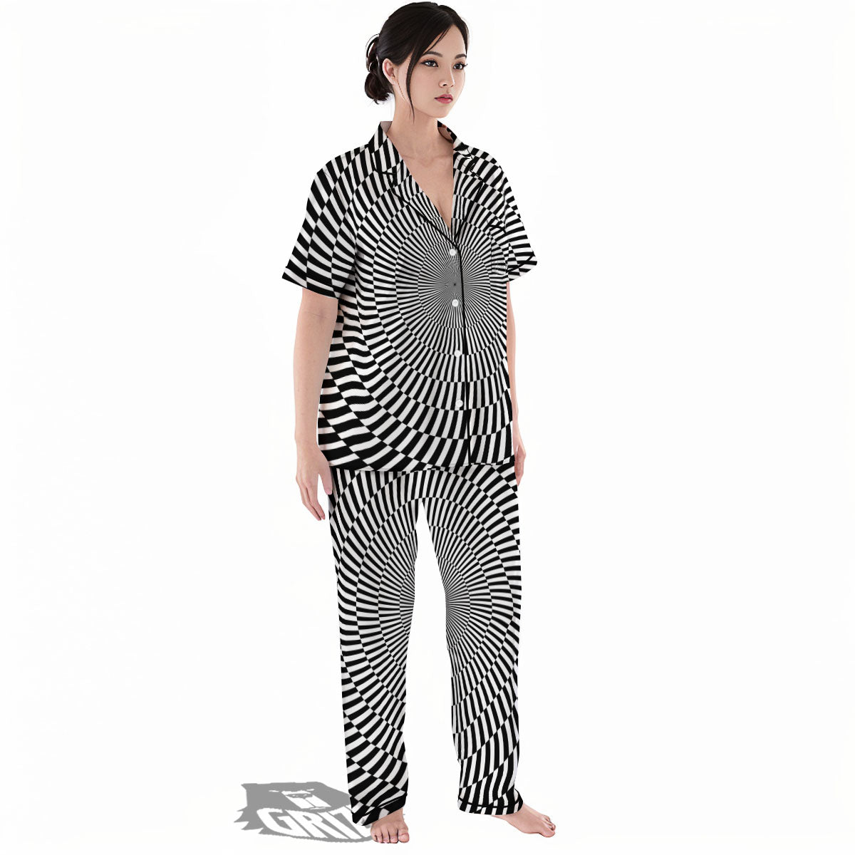 Illusion Optical Psychedelic Web Women's Pajamas Set-grizzshop