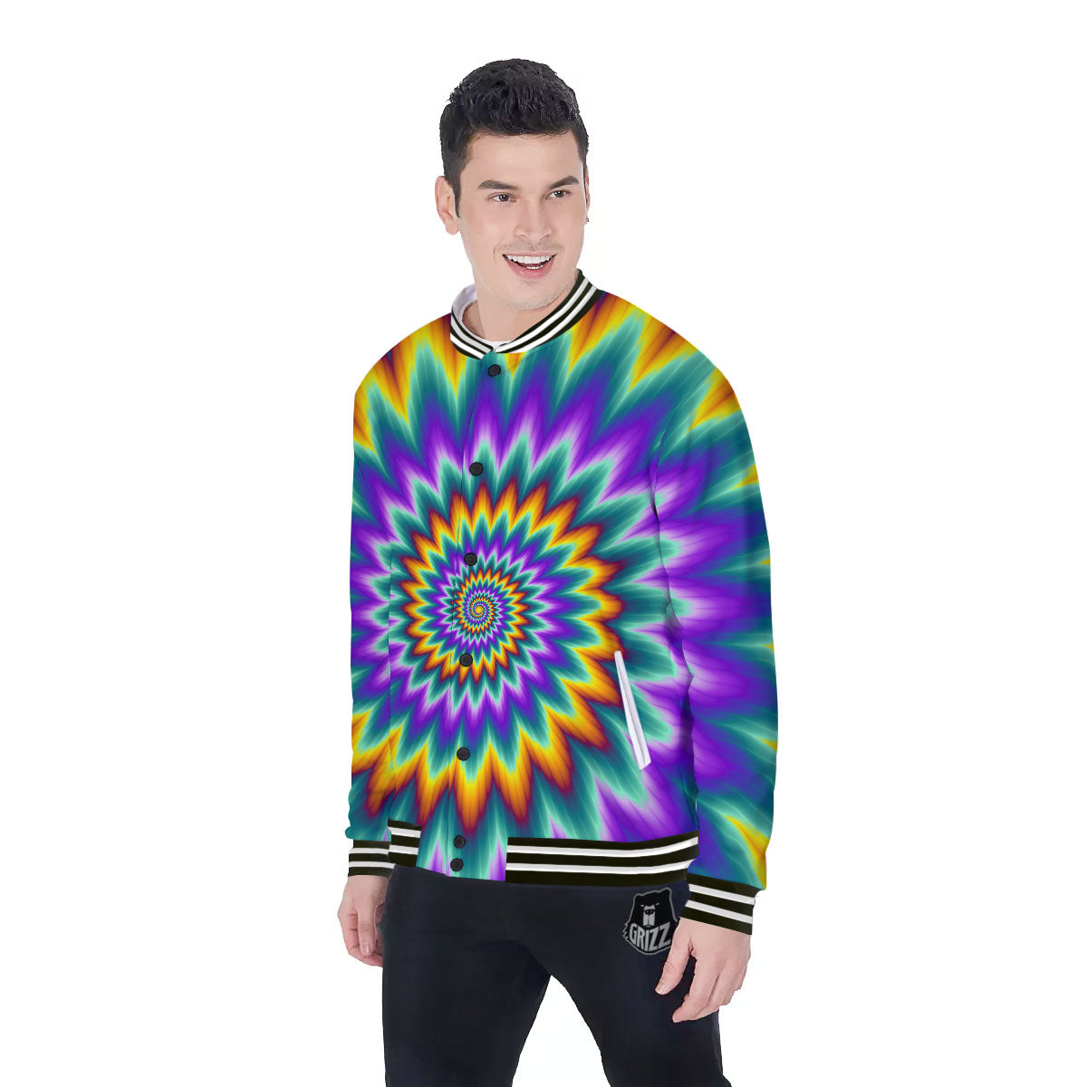 Illusion Optical Rave Psychedelic Baseball Jacket-grizzshop