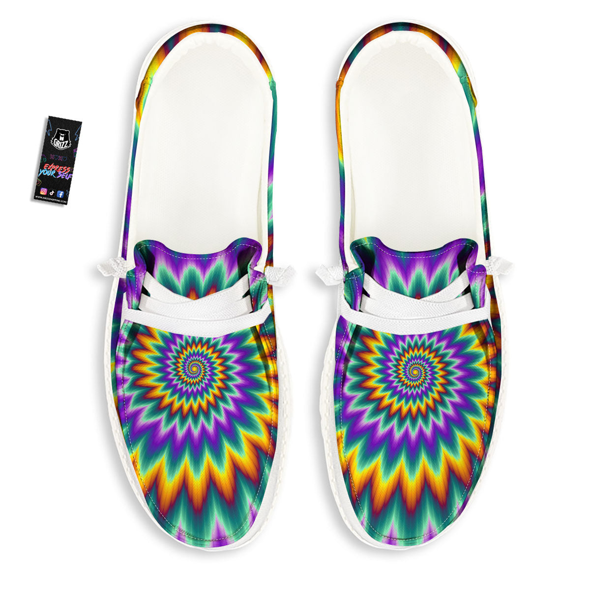 Illusion Optical Rave Psychedelic Black Loafers-grizzshop