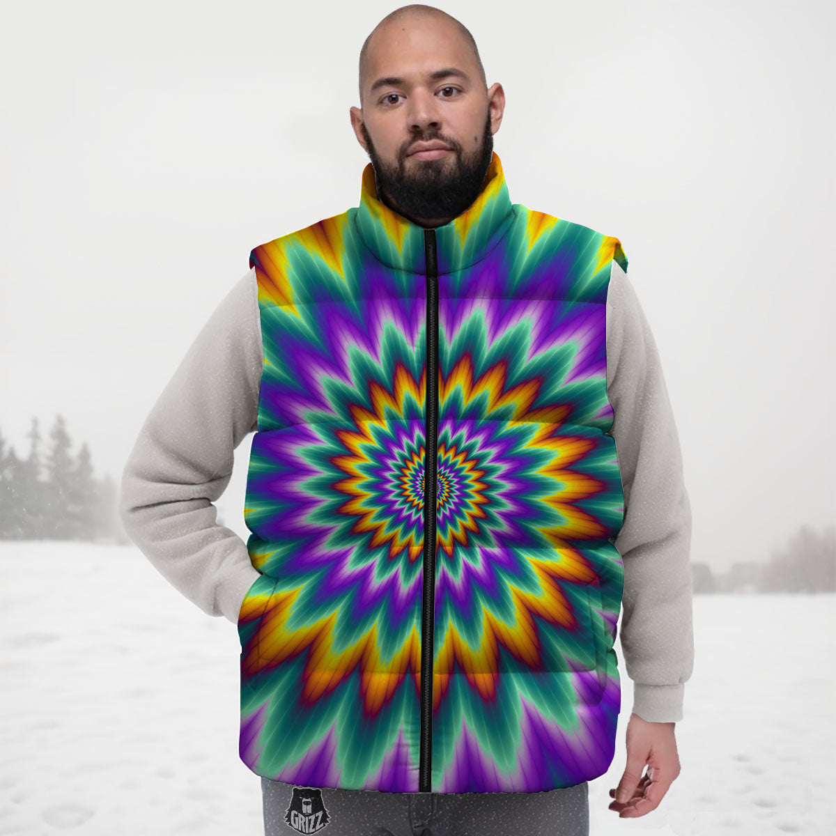 Illusion Optical Rave Psychedelic Down Vest