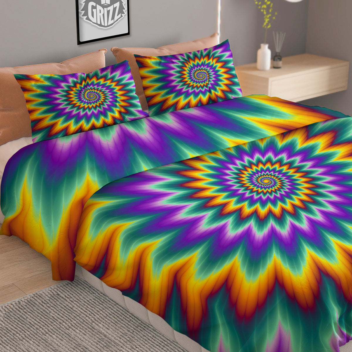 Illusion Swirl Optical Print Duvet Cover Bedding Set