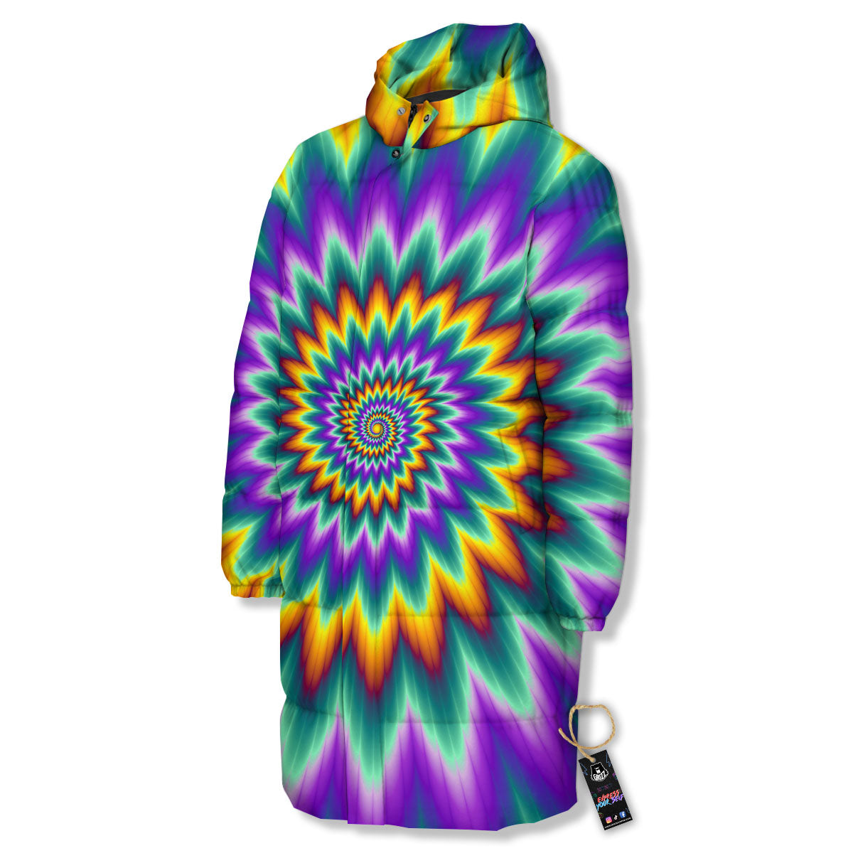Illusion Optical Rave Psychedelic Long Down Jacket-grizzshop