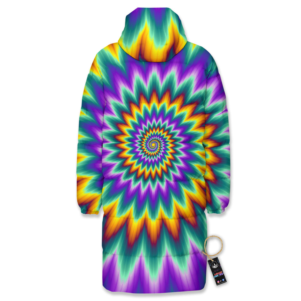 Illusion Optical Rave Psychedelic Long Down Jacket-grizzshop