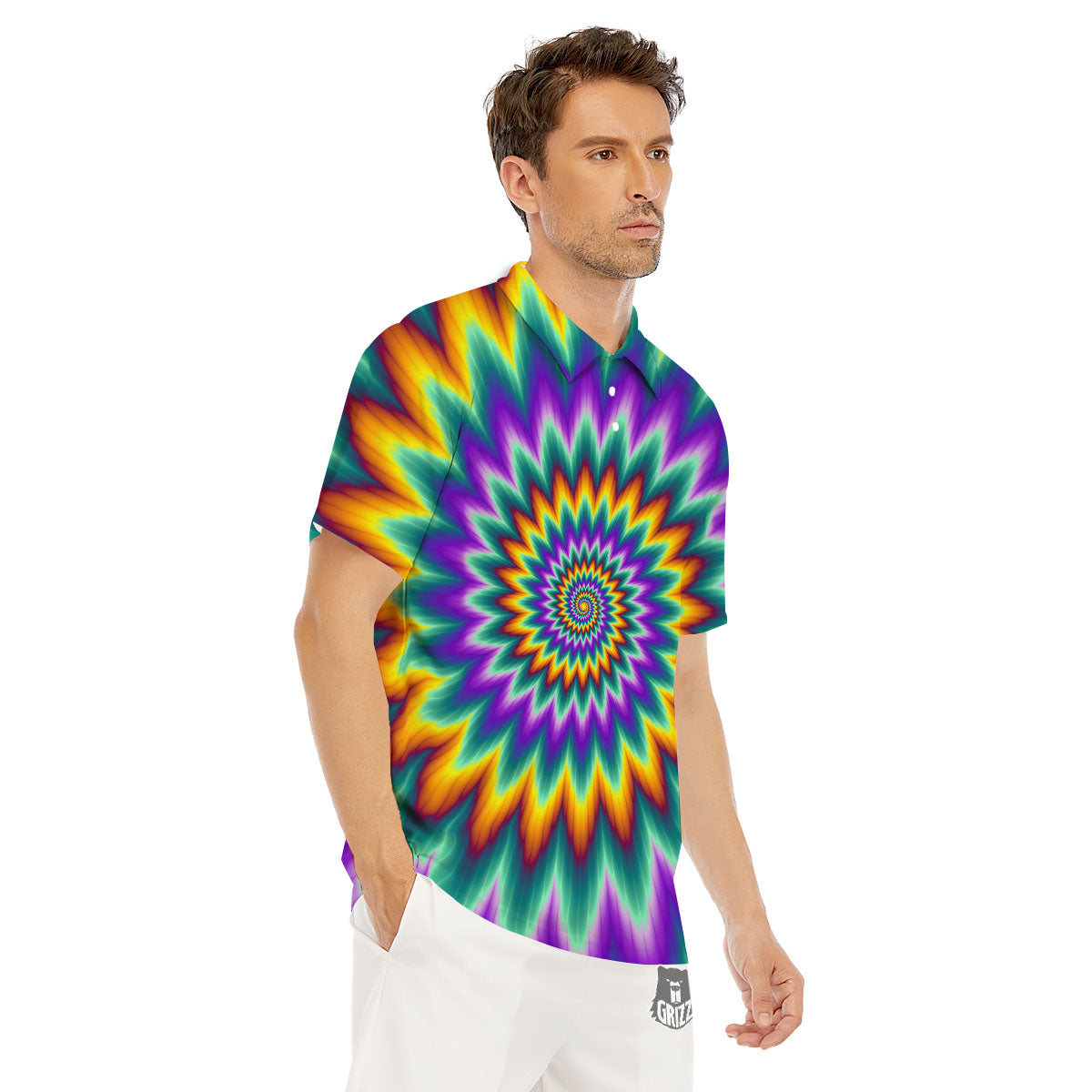 Illusion Optical Rave Psychedelic Men's Golf Shirts-grizzshop