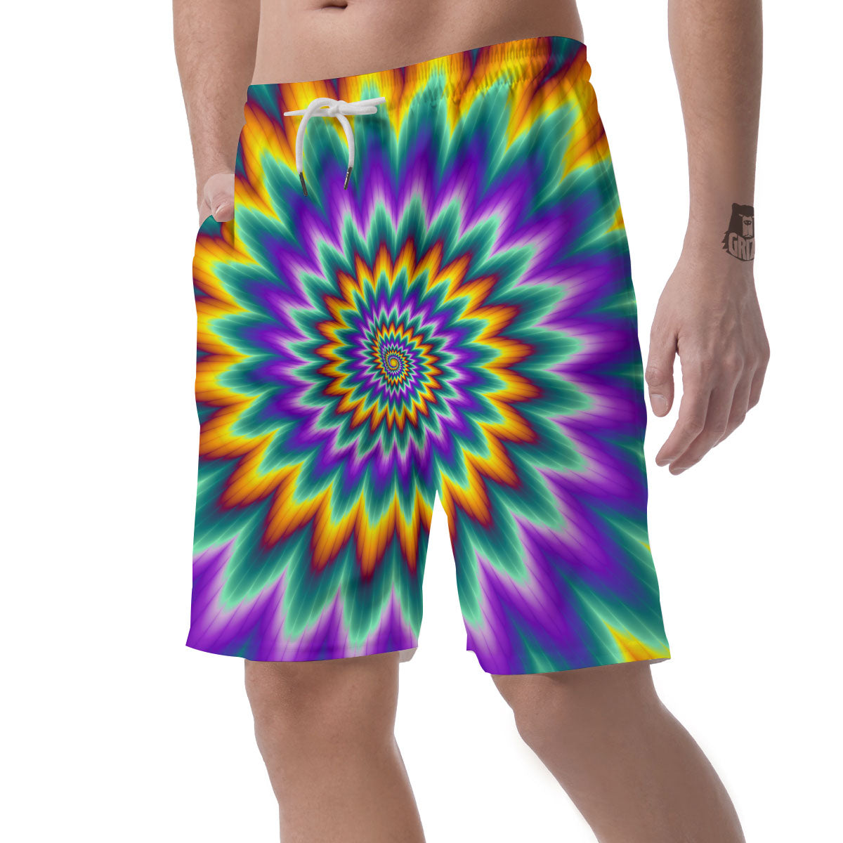 Illusion Optical Rave Psychedelic Men's Shorts-grizzshop