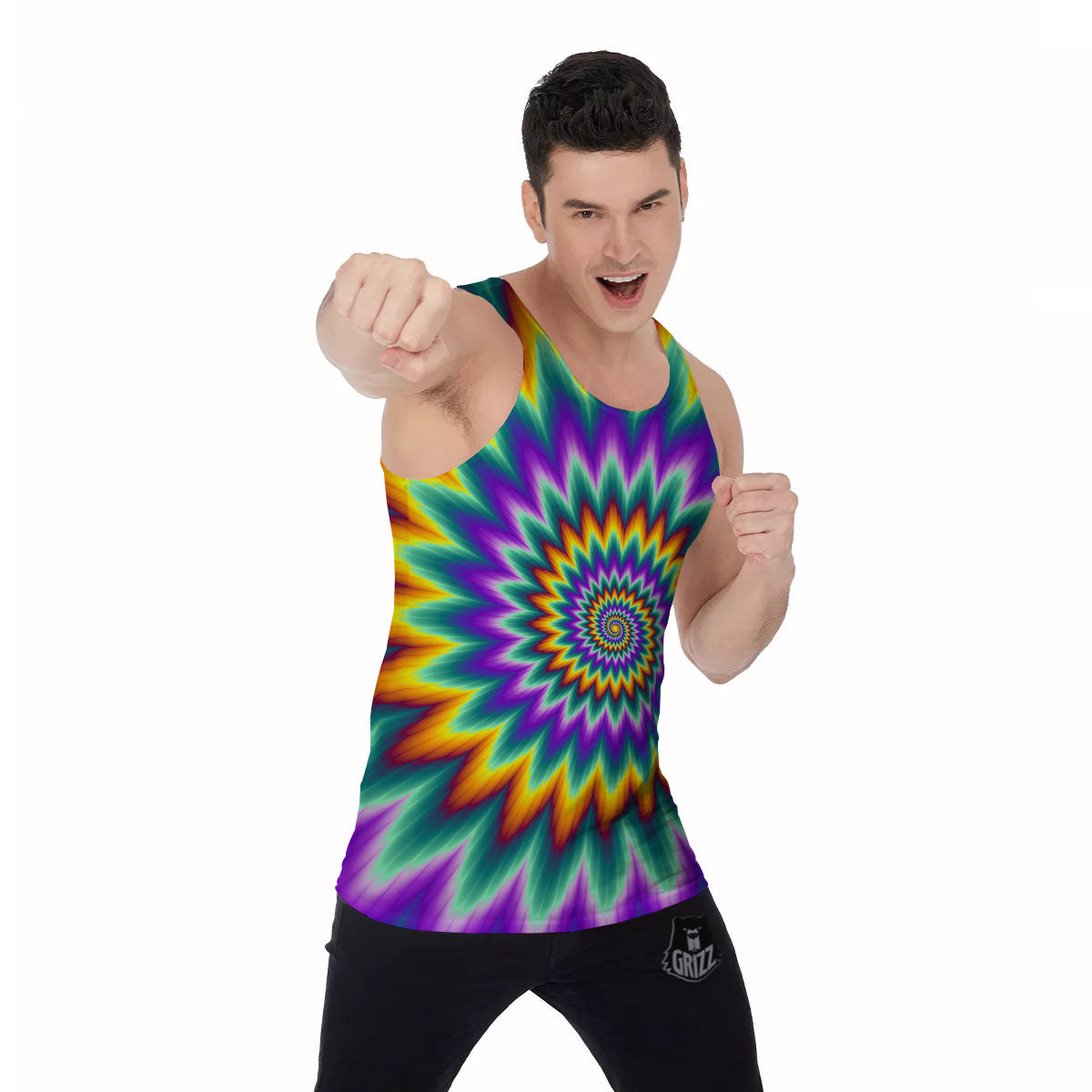 Illusion Optical Rave Psychedelic Men's Tank Top-grizzshop