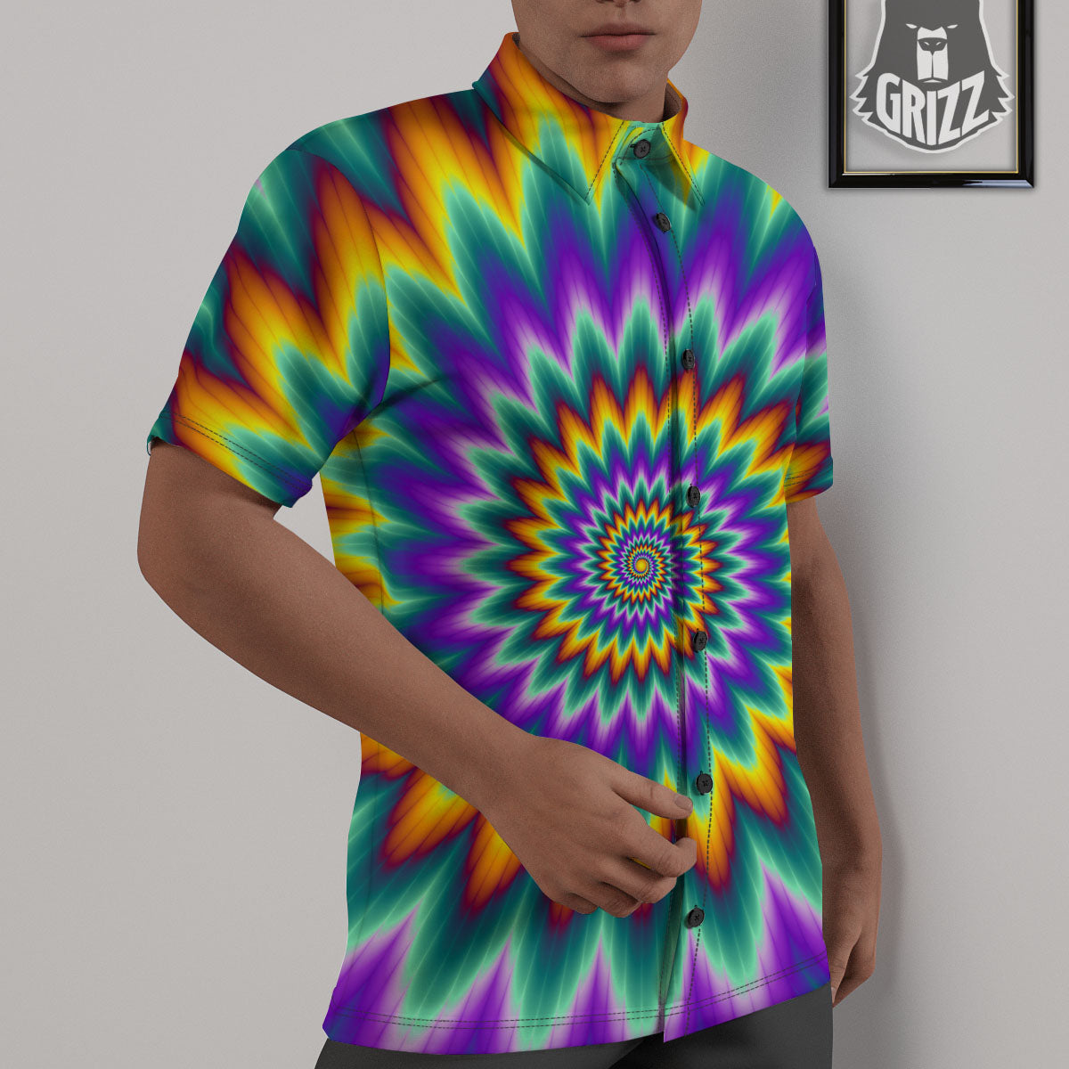 Illusion Optical Rave Psychedelic Untucked Shirts-grizzshop