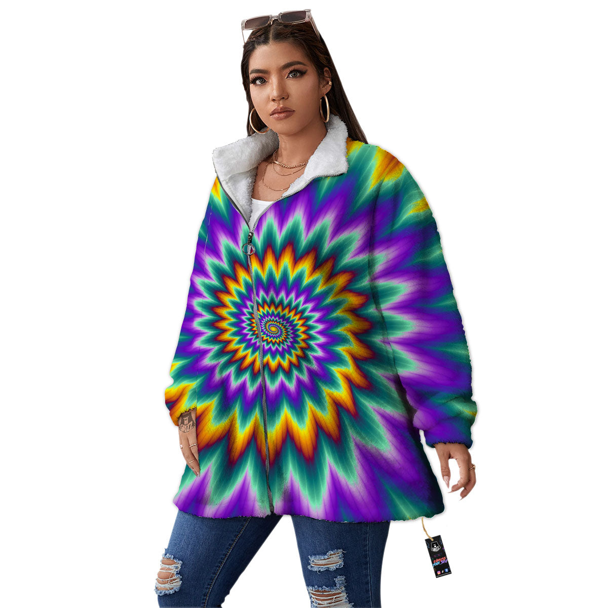 Illusion Optical Rave Psychedelic Women's Sherpa Jacket-grizzshop