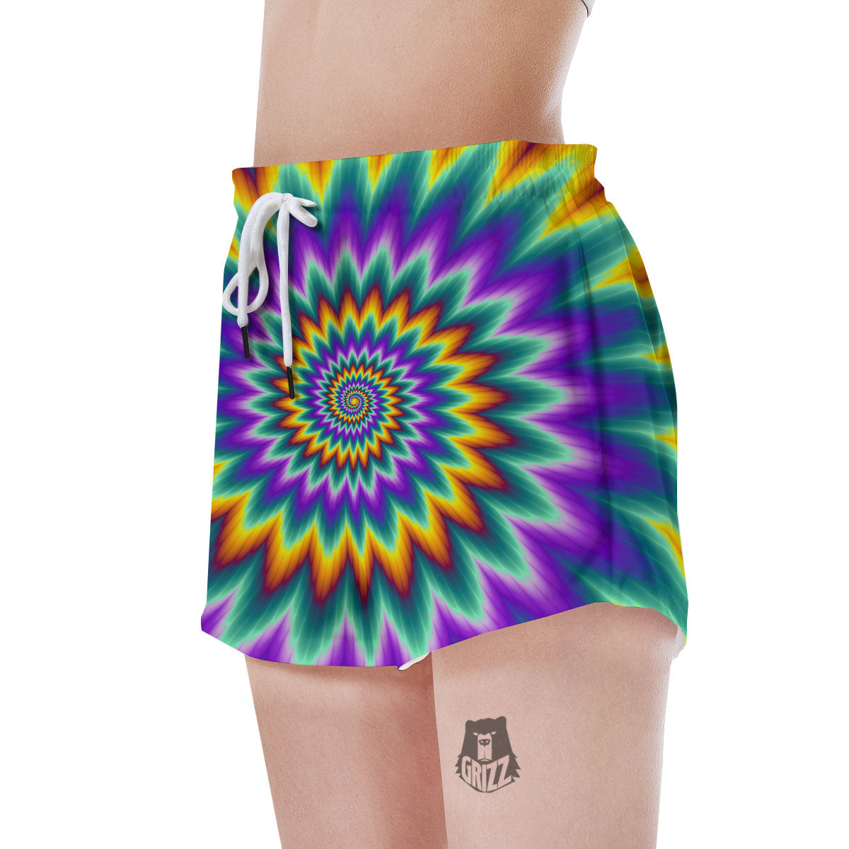 Illusion Optical Rave Psychedelic Women's Shorts-grizzshop