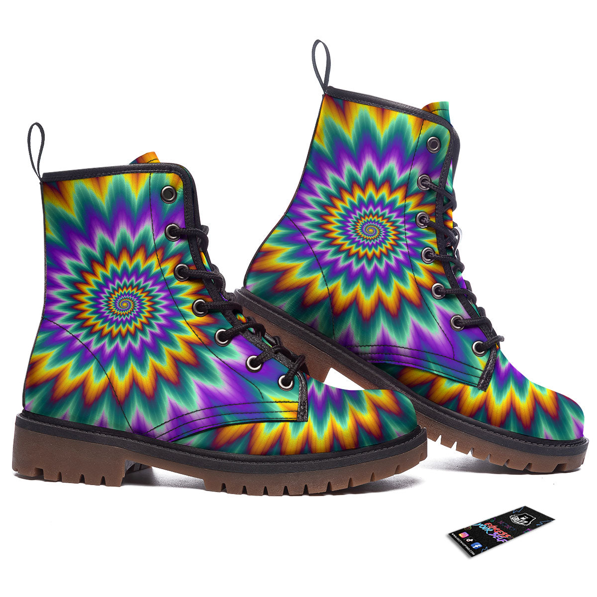 Illusion Optical Rave Psychedelic Work Boots-grizzshop