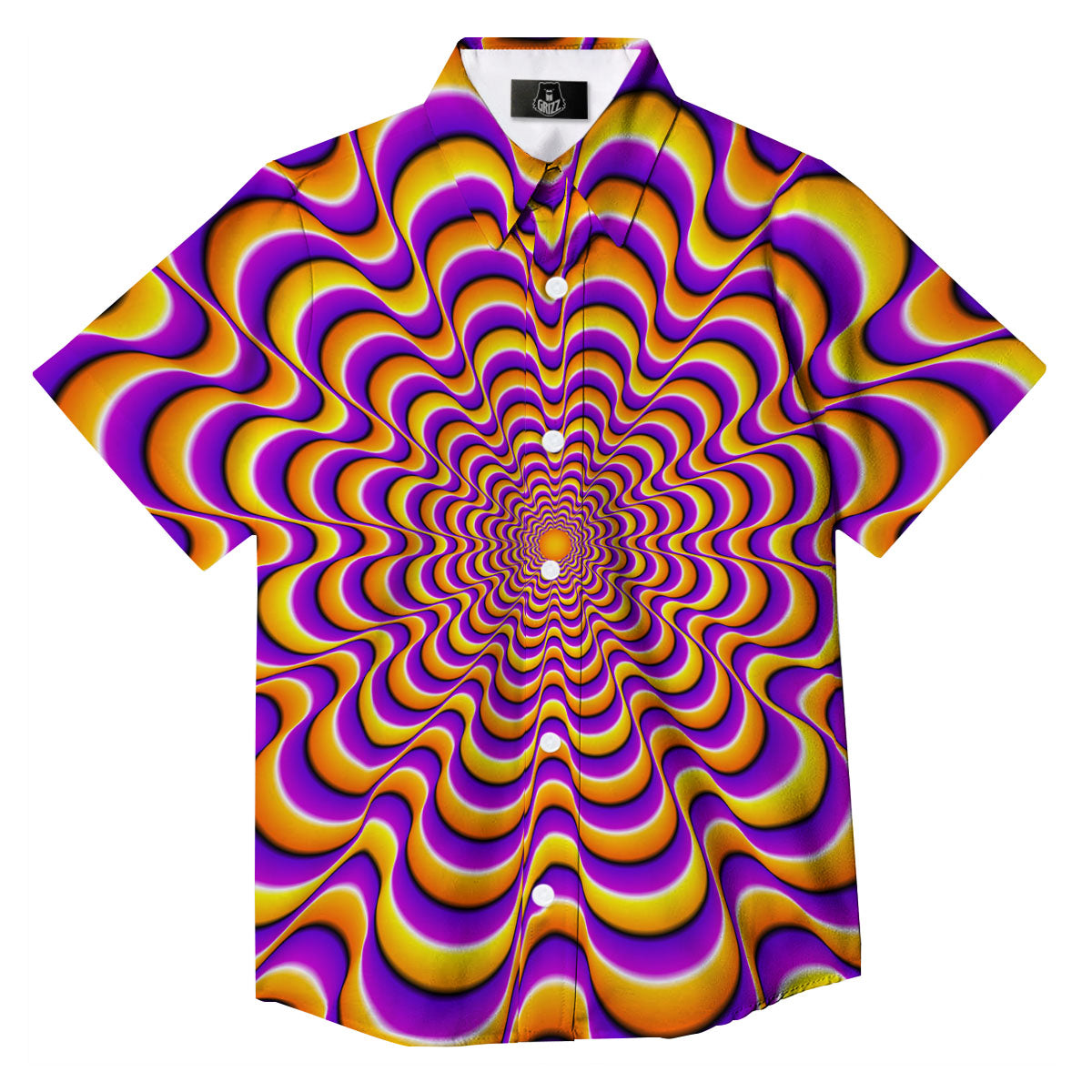 Illusion Optical Wave Psychedelic Button Up Shirt-grizzshop